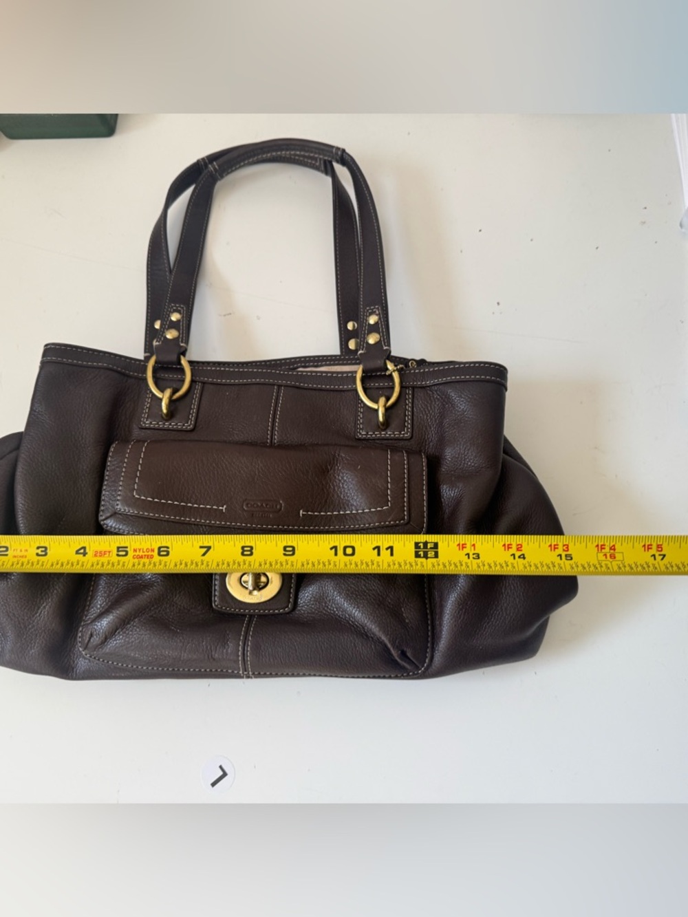 Coach Penelope Soft Pebbled Leather Carryall Satchel Bag Brown F19044 Vintage - Picture 11 of 13